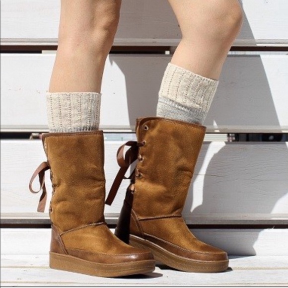 COFFEE COLOR BACK LACE UP BOOTS- Shoe - Picture 2 of 3